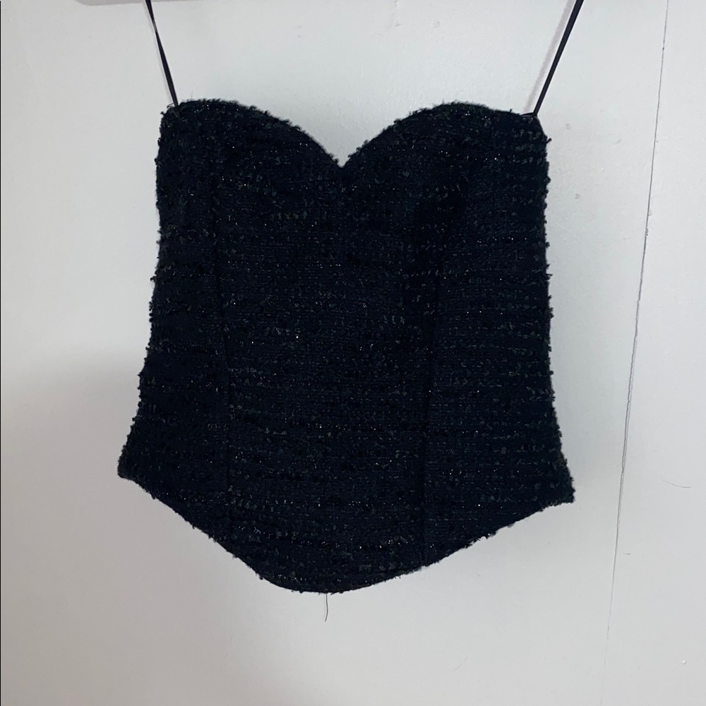 Express Black Strapless Tweed sparkly Corset  Top